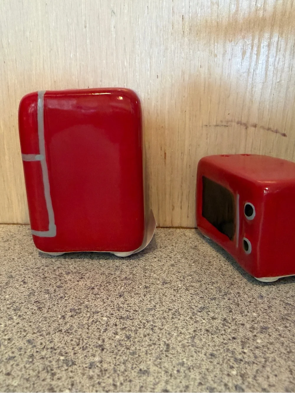 New Crate & Barrel Mini Salt & Pepper Shaker Red Ceramic Refrigerator